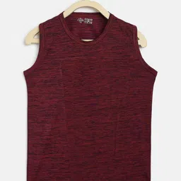 CHIMPRALA Boys Maroon Self Design Round Neck Sleeveless Vest Sports T-shirt-picture-10