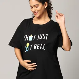 The Mom Store Blue & Black Cotton Printed T-Shirt Pack Of - 2 image 3