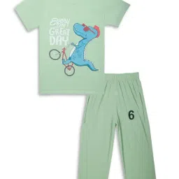 Vimal Jonney Kids Green Printed T-Shirt Set-picture-28
