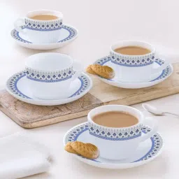 Larah by Borosil White Ceramic Opalware Cup and Saucer Set of 12 140ml image 3