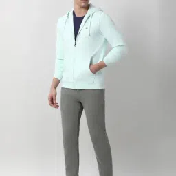 Peter England Blue Cotton Regular Fit Hooded Sweatshirt image 5