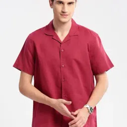 Showoff Maroon Cotton Slim Fit Shirt-image-76
