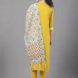 Tulsattva Women Ethnic Motifs Regular Thread Work Kurta with Trousers & With Dupatta image 3