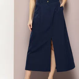 aaliya A-line Midi Skirt With Front Slit-picture-19