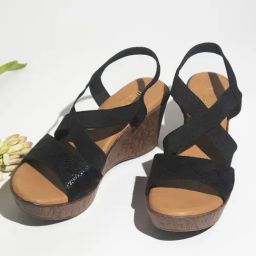 Inc.5 Women's Black Sling Back Wedges-picture-32