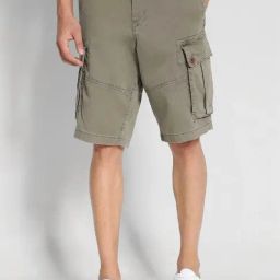 American Eagle Green Cotton Regular Fit Cargo Shorts-picture-17