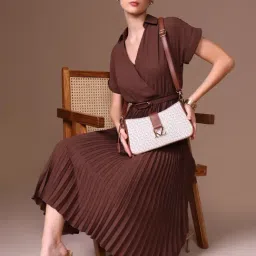 Kazo White Marisse Printed Small Leather Shoulder Bag-image-95