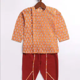 VASTRAMAY Boys Multicolor Cotton Printed Full Sleeves Kurta Sets image 3
