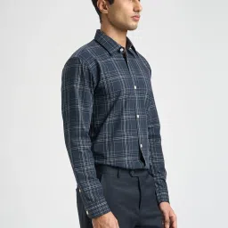 selected homme Selected Navy Blue Cotton Regular Fit Checks Shirt image 3