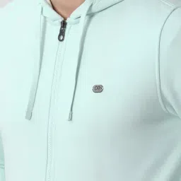 Peter England Blue Cotton Regular Fit Hooded Sweatshirt image 4