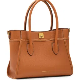 Miraggio Tan Harmony Textured Large Leather Satchel image 3