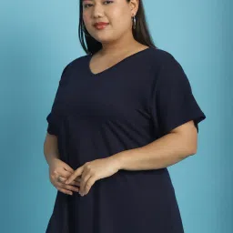 theRebelinme Navy Cotton Plus Size T-Shirt image 3
