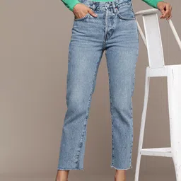 MANGO Women High-Rise Heavy Fade Pure Cotton Cropped Jeans-picture-10
