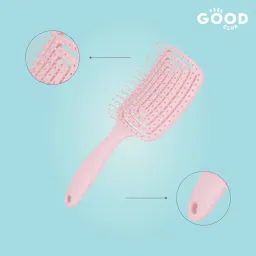 Feel Good Club Bristle Buddy - Soft Flexible Pink Paddle Brush For Gentle Hair Detangling & Styling image 2