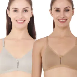 Floret Multicolor Non Wired Non Padded T-Shirt Bra (Pack Of 2)-picture-16