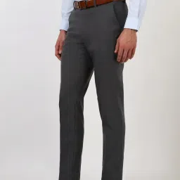 Peter England Grey Slim Fit Checks Trousers image 3