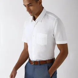 Peter England White Cotton Regular Fit Printed Shirt image 3