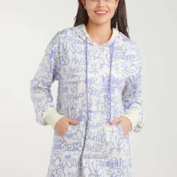 zink Z Cream & Purple Cotton Printed A-Line Dress-image-47