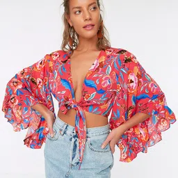 Trendyol Women Tropical Print Crop Top-picture-31