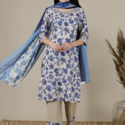 Aurelia White Printed Kurta Pant Set With Dupatta-image-27