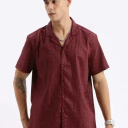 showoffff Showoff Maroon Cotton Relaxed Fit Shirt-picture-34