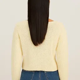 NoBarr Women Self Design Round Neck Crop Pullover image 4