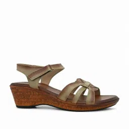 Pelle Albero Women's Beige Ankle Strap Wedges image 3