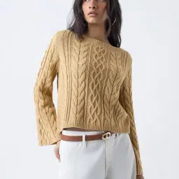 LOV by Westside Beige Cable-Knit Sweater-picture-40