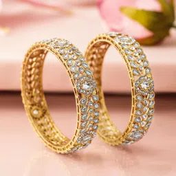 Rubans Set Of 2 Gold-Tone Plated Bangles for Women image 3