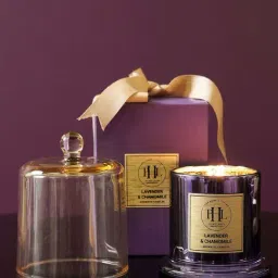 Pure Home and Living Purple Glass Lavender & Chamomile Bell Jar Candle (150ml)-image-36