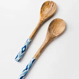 Fabindia Blue Devang Wood Enamelled Server Set of 2 image 3