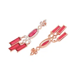 Saraf RS Jewellery Rose Gold Ruby AD studded Drop Earrings image 3