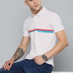 r.code by the roadster life co. R Code by The Roadster Life Co Men Striped Polo Collar Pure Cotton T-shirt-picture-19