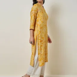 Soch Yellow Printed Straight Kurta image 3