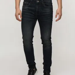 Crocodile Blue Cotton Solid Slim Fit Jeans-image-3