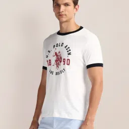 U.S. Polo Assn. White Cotton Slim Fit Printed T-Shirt image 3