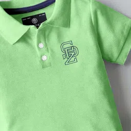 Codez Boys Green Solid Polo T-shirt image 3
