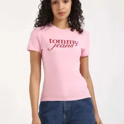 Tommy Hilfiger Pink Solid T-Shirt-image-0