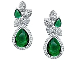 Gemron Jewel Rhodium-Plated Cubic Zirconia Studded Teardrop Shaped Drop Earrings image 5