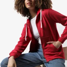 Campus Sutra Red Cotton Sweatshirt image 3