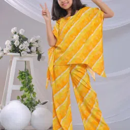 Misbis Girls Yellow Comfort Fit Printed Kurta Set-picture-28