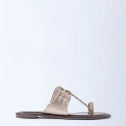 LUNA BLU by Westside Light Gold Kolhapuri Sandals image 2