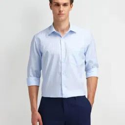 Arrow Blue Cotton Regular Fit Striped Shirt-picture-30