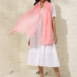 Fabindia Peach Embroidered Dupatta-picture-22