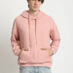 The Bear House Peach Cotton Regular Fit Hooded Sweatshirt-image-4