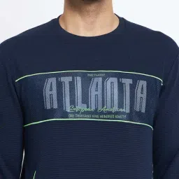 Duke Navy Regular Fit Printed Sweatshirt image 4