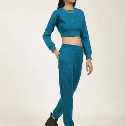 Label Ritu Kumar Blue Crop Sweatshirt With Joggers image 4
