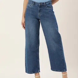 AND Women Pure Cotton Wide Leg Light Fade Mid-Rise Jeans-picture-19