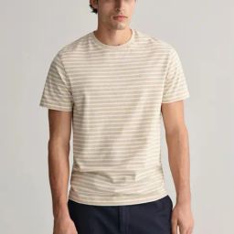 Gant Beige Cotton Regular Fit Striped T-Shirt-picture-27