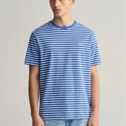 Gant Blue Cotton Regular Fit Striped T-Shirt-picture-32